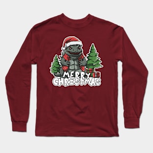 godzilla christmas celebrating Long Sleeve T-Shirt